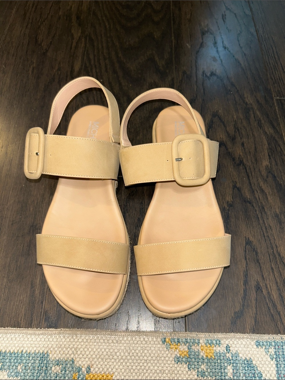 Michael Shannon Beige Leather Slingback Sandals